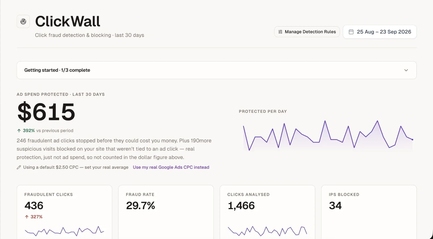 ClickWall dashboard